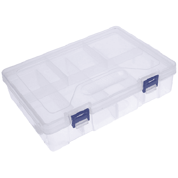 CAJA PLASTICA 2 PISOS 23.4x16.8x6.2cm (8 DIVISIONES)