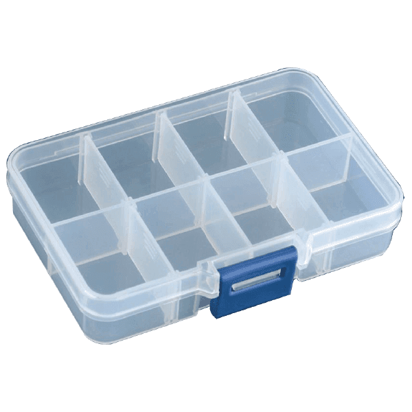 CAJA PLASTICA 1 PISO 19.5x12.7x4.5cm (8 DIVISIONES)