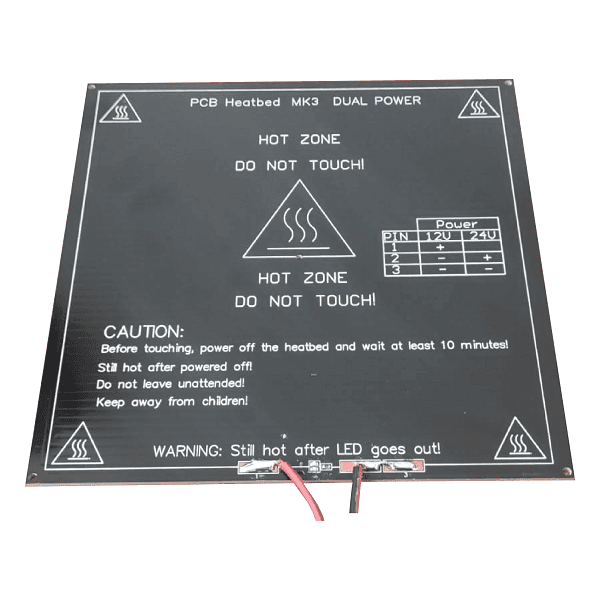 CAMA CALIENTE MK3 12/24VDC 214x214mm DE ALUMINIO