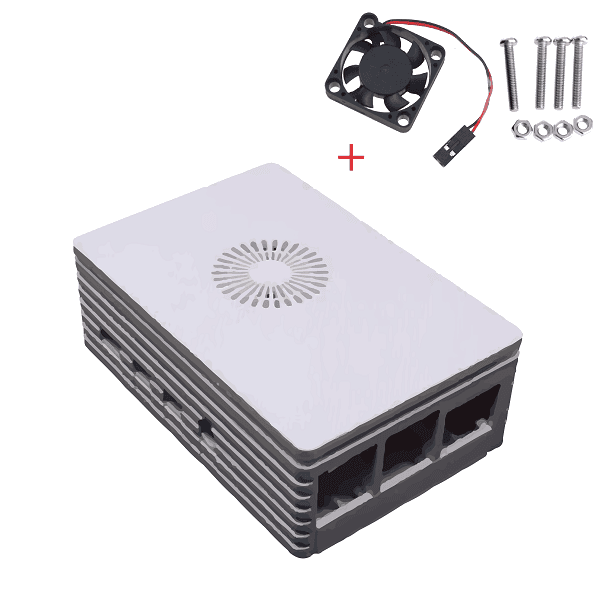CASE RASPBERRY PI 4 MODELO B BLANCO + VENTILADOR