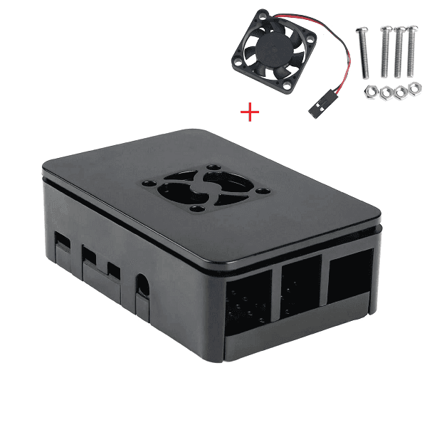 CASE RASPBERRY PI 4 MODELO B NEGRO + VENTILADOR