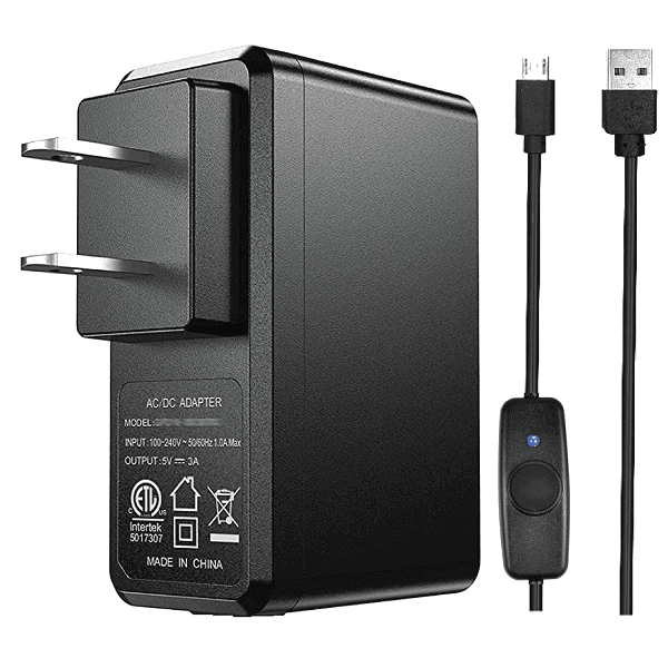 FUENTE 5V 3A PI3 B+ + CABLE SWITCH CON LED