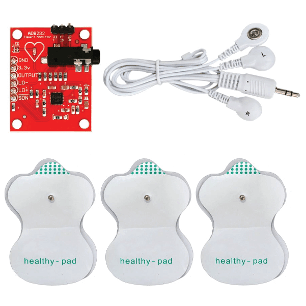 KIT 2 AD8232 MODULO ECG + ELECTRODOS + CABLE