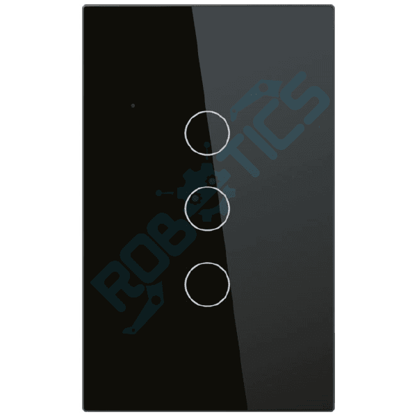 INTERRUPTOR INTELIGENTE TOUCH 3 CANALES WIFI CON CAPACITOR TUYA WT-U3 NEGRO
