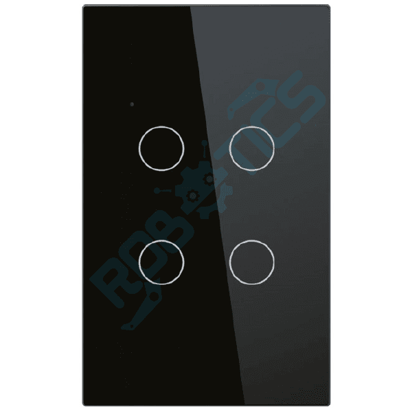 INTERRUPTOR INTELIGENTE TOUCH 4 CANALES WIFI CON CAPACITOR TUYA WT-U4 NEGRO