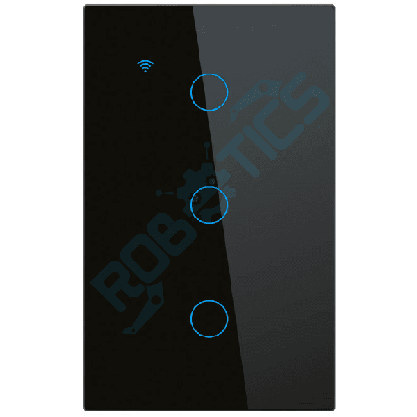 INTERRUPTOR INTELIGENTE TOUCH 3 CANALES WIFI CON CAPACITOR TUYA TY-U3 NEGRO