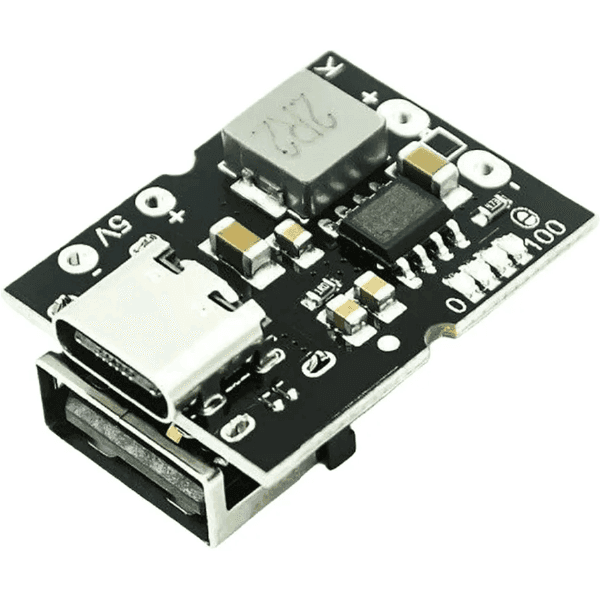 CARGADOR/ELEVADOR DE VOLTAJE 5V 2A CON PROTECCION TIPO C PARA BATERIA 18650