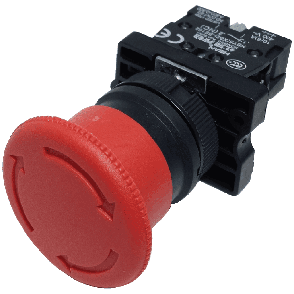 PULSADOR DE EMERGENCIA 22mm TIPO HONGO NEGRO PLASTICO