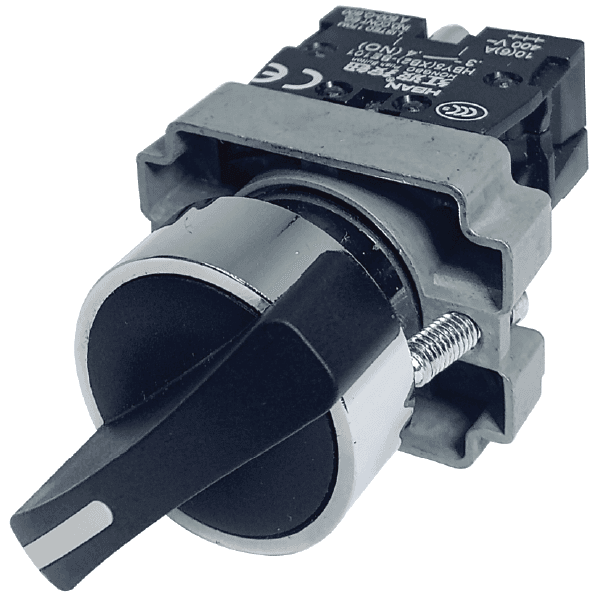 SWITCH SELECTOR 22mm 2 POSICIONES NEGRO MANGO LARGO METALICO