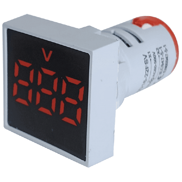 VOLTIMETRO DIGITAL AC CUADRADO 22mm 20-500VAC ROJO