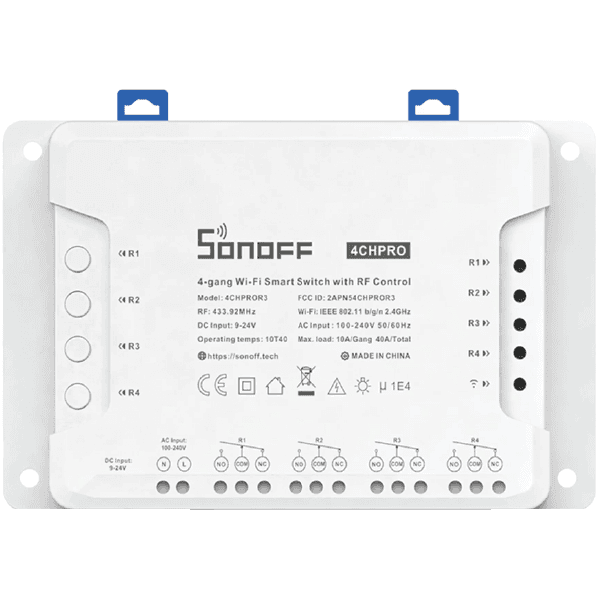 INTERRUPTOR/CONTROLADOR INTELIGENTE 4 CANALES WIFI + RF SONOFF PRO R3