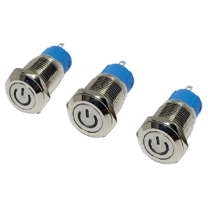 pulsador metalico autobloqueante momentaneo 16mm con luz