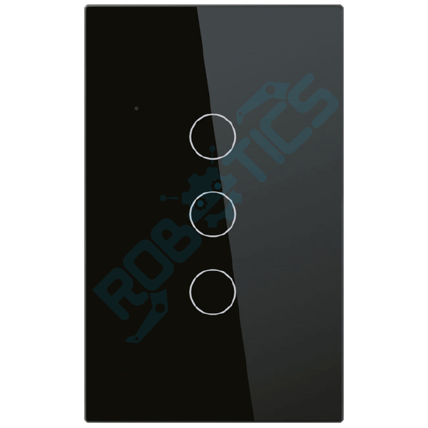 interruptor inteligente sin neutro touch wifi 3 canales negro