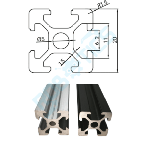 perfil aluminio 2020 20x20