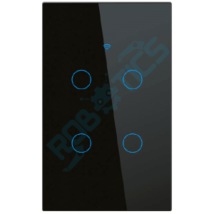 interruptor inteligente sin neutro touch wifi 4 canales negro