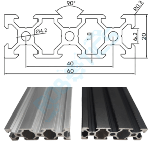 perfil aluminio 2060 20x60 v slot