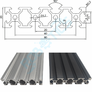 perfil aluminio 2080 20x80 v slot